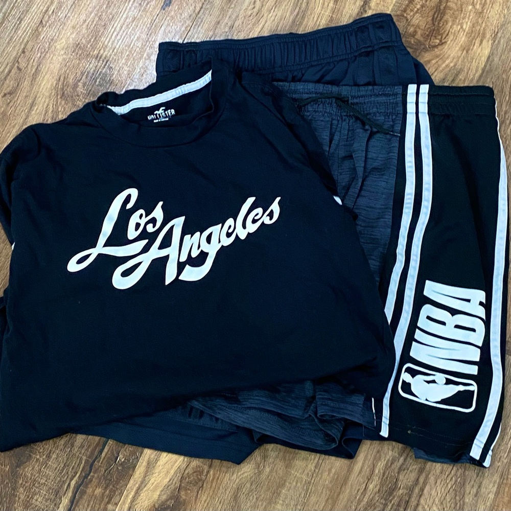 3 TOGETHER (NEW HOLLISTER) & (NEW NBA SHORTS BOYS) & bonus free under armor